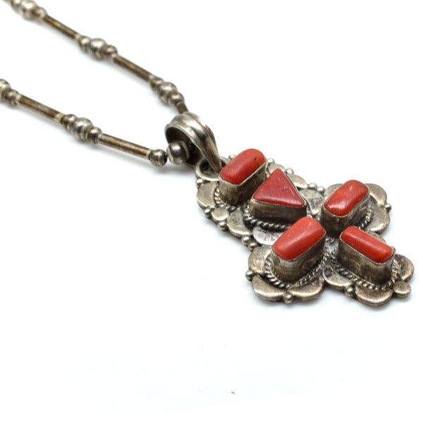 Coral & Ball Chain Necklace