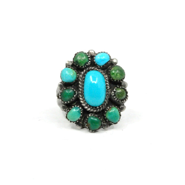 Turquoise Cluster Ring- Sz 5