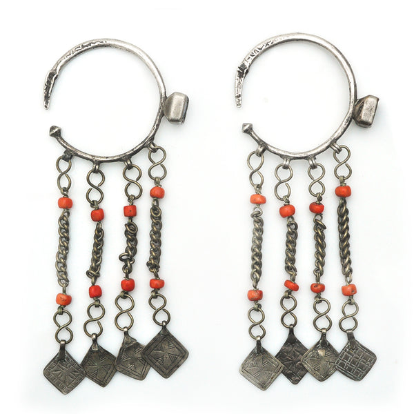 Berber Coral Curtain Earrings