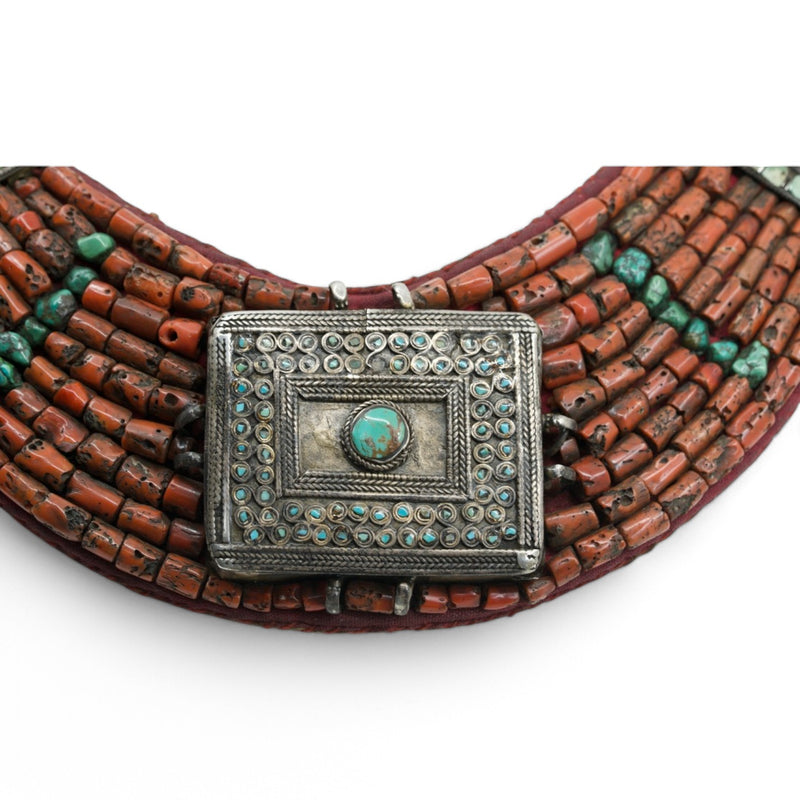 Antique Ladakh Coral & Turquoise Collar