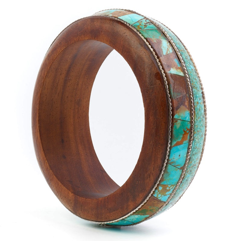 Turquoise & Wood Bangle