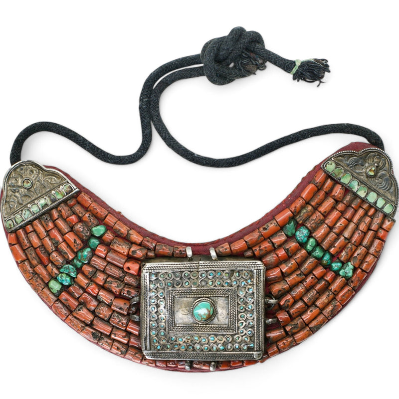 Antique Ladakh Coral & Turquoise Collar