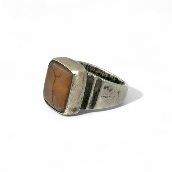 African Stone Signet Ring - Sz 7