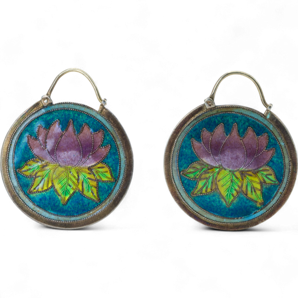 Enamel Lotus Earrings