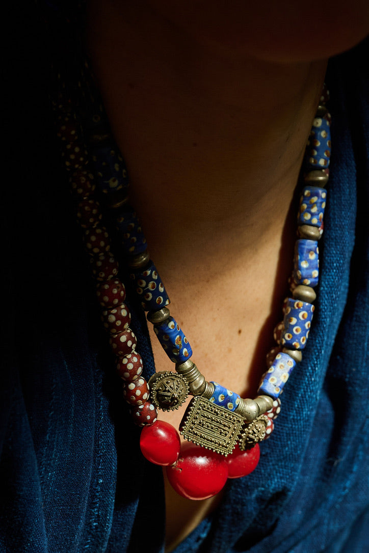 Red Skunk Bead Necklace