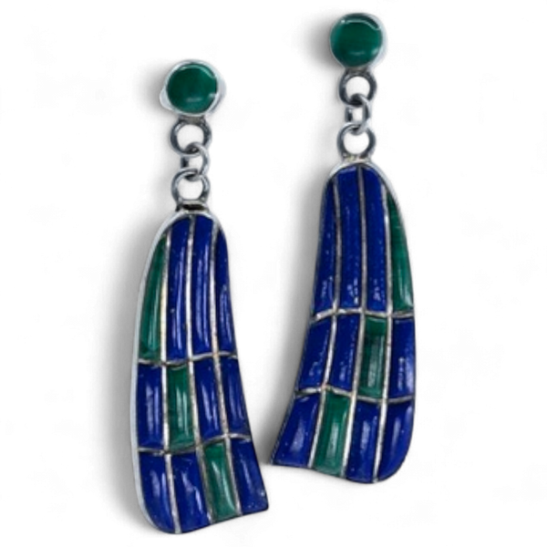 Lapis & Malachite Mosaic Earrings