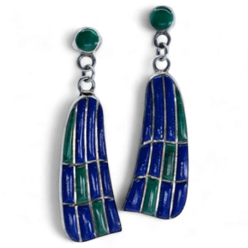 Lapis & Malachite Mosaic Earrings
