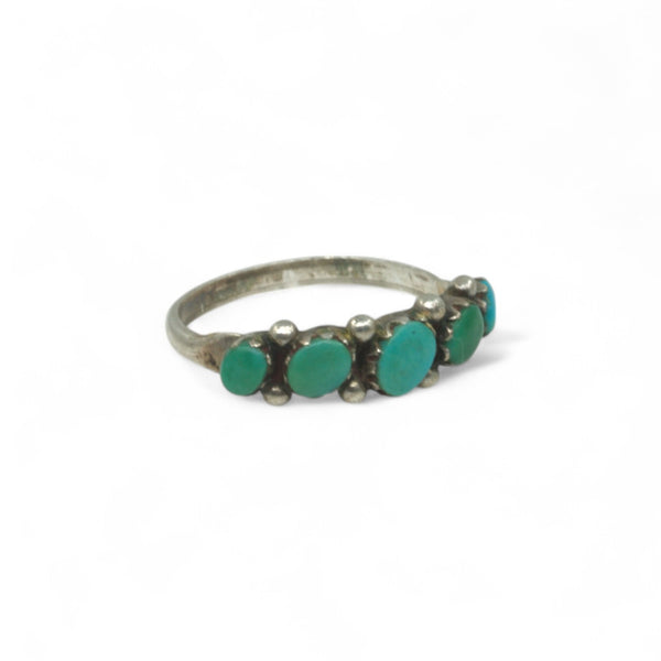 Turquoise Row Ring  - Sz 6.5