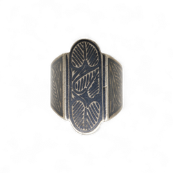 Niello Heart Leaf Ring - sz 8.5