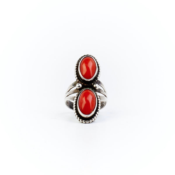 Double Coral Ring - Sz 6.5