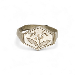 Hexagon Signet Flower Ring