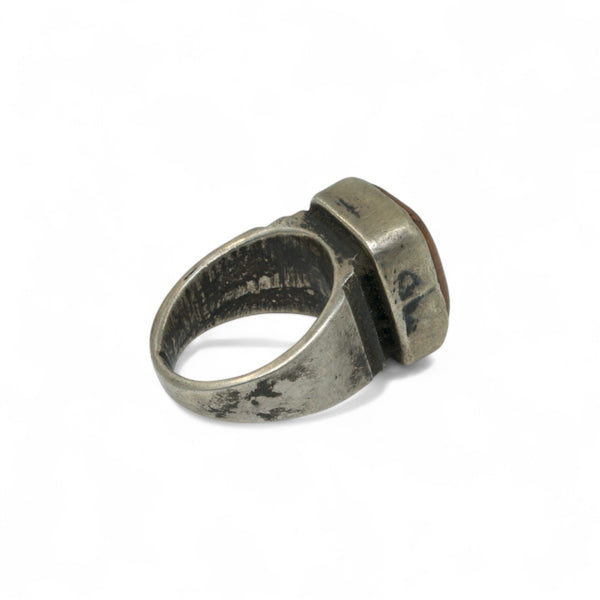 African Stone Signet Ring - Sz 7