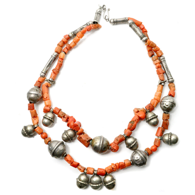 Coral & Silver Necklace