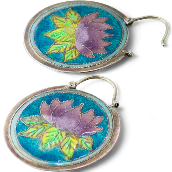 Enamel Lotus Earrings
