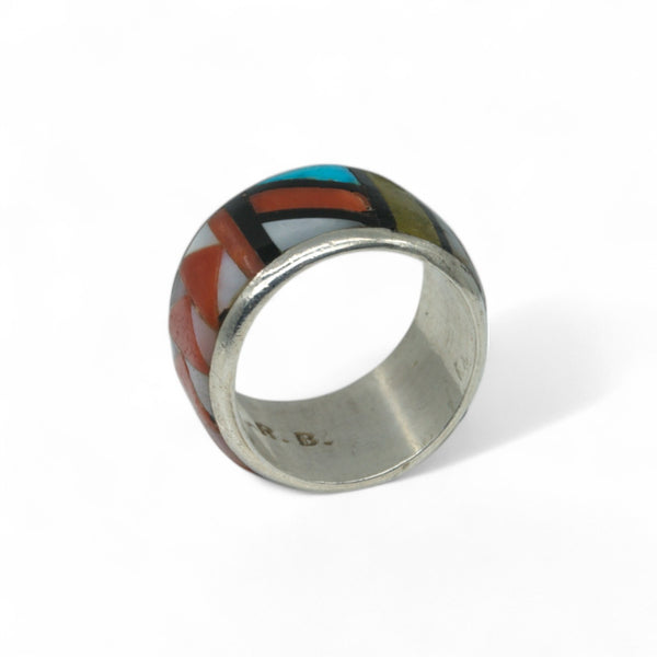Bowannie Wide Inlay Ring -Sz 6