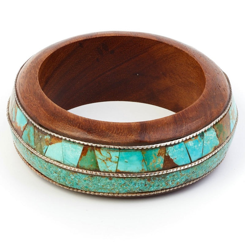 Turquoise & Wood Bangle