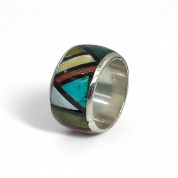 Bowannie Wide Inlay Ring -Sz 6