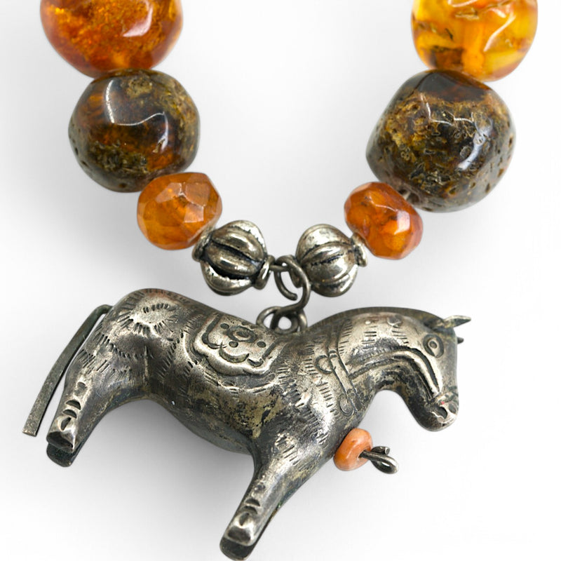 Amber Horse Necklace