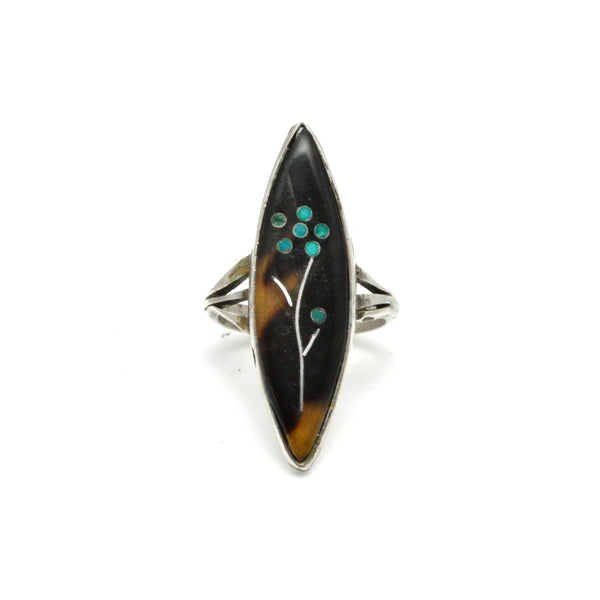 Inlay Navette Ring - 6