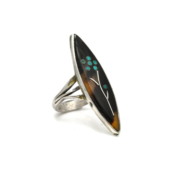 Inlay Navette Ring - 6