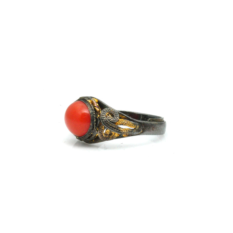 Coral Gilt Pinky Ring