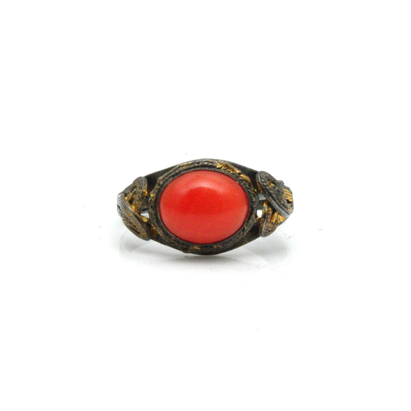 Coral Gilt Pinky Ring
