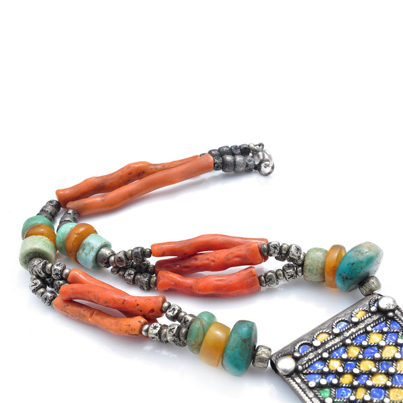 Enamel Berber Coral Necklace