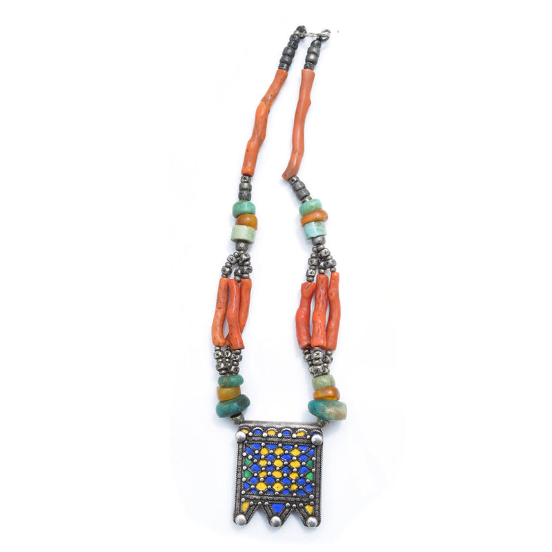 Enamel Berber Coral Necklace