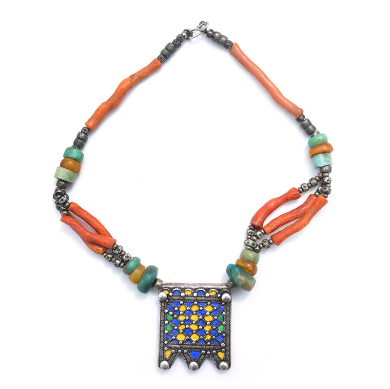 Enamel Berber Coral Necklace