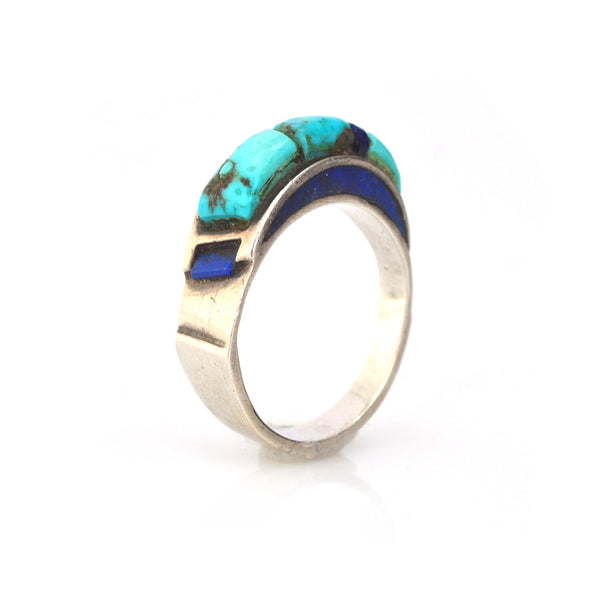 Turquoise & Lapis Ring - 6.25