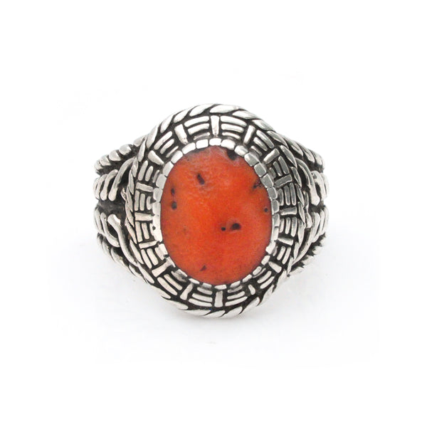 Coral Basketweave Ring -8