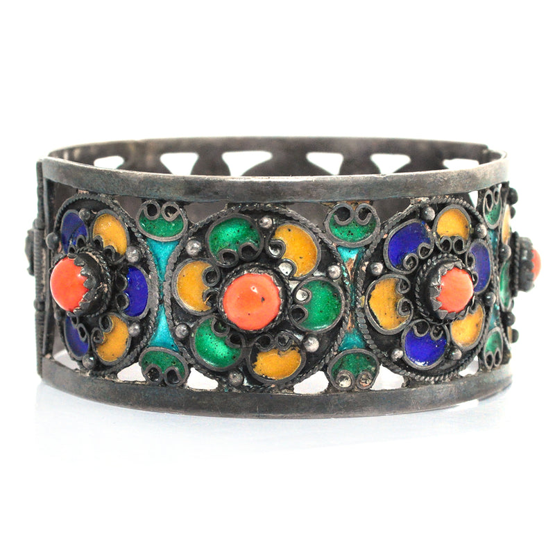 Old Kabyle Bracelet, Silver, Enamel & Coral, Beni Yenni, Kabylie Jewelry,  Berber Jewellery, Vintage Ethnic Jewellery, BRA-217 - Etsy