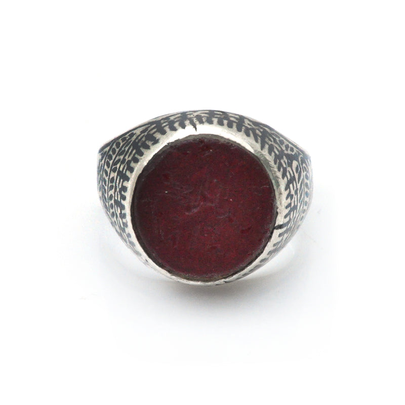 Carnelian Niello Intaglio Ring-9