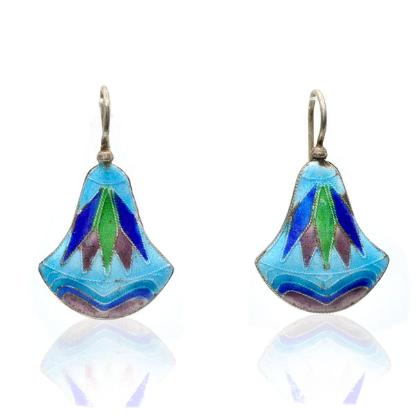 Enamel Fan Earrings