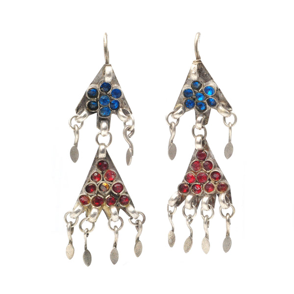 Blue &  Red Glass Earrings
