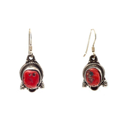 Tiny Tibetan Coral Earrings
