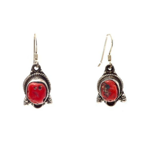 Tiny Tibetan Coral Earrings