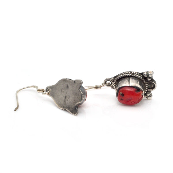 Tiny Tibetan Coral Earrings