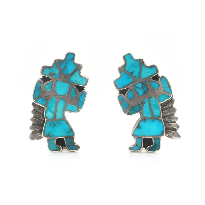 Turquoise Rainbow Man Earrings
