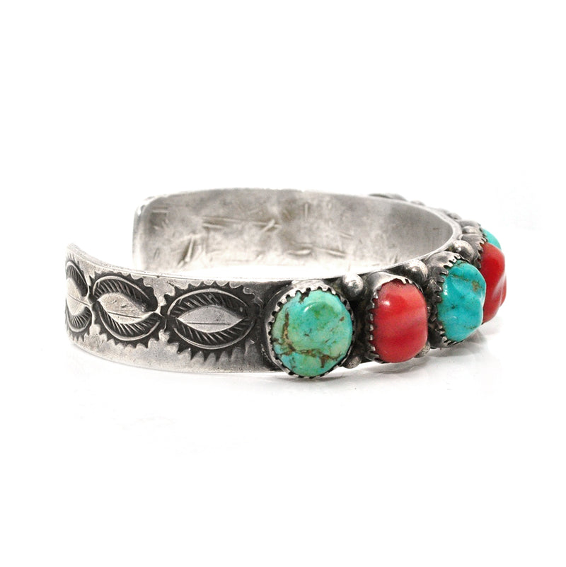 Turquoise & Coral Gumdrop Cuff