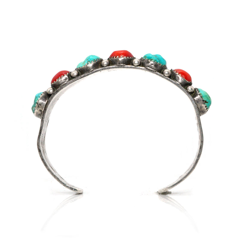 Turquoise & Coral Gumdrop Cuff