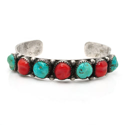 Turquoise & Coral Gumdrop Cuff