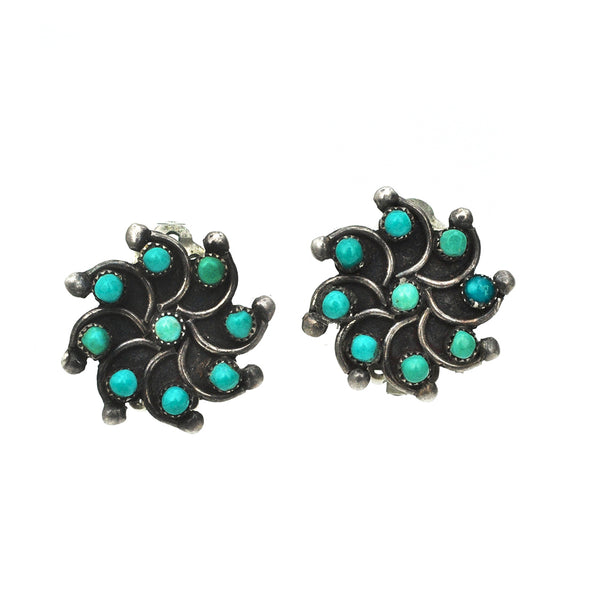 Zuni Flower Clip Earrings